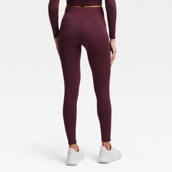 NEW Women's Lurex Seamless High-Rise Leggings - All In Motion™ Plum Purple XS - Picture 2 of 8